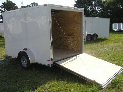 7x10 SA Trailer - White, Ramp, Side Door, Extra Height, Electric Brakes