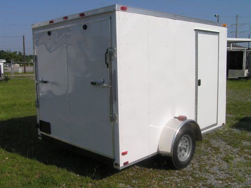 7x10 SA Trailer - White, Ramp, Side Door, Extra Height, Electric Brakes