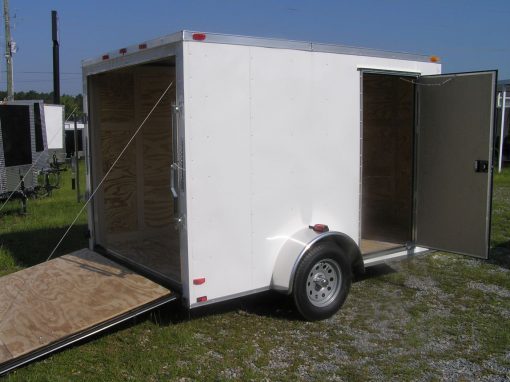 7x10 SA Trailer - White, Ramp, Side Door, Extra Height, Electric Brakes