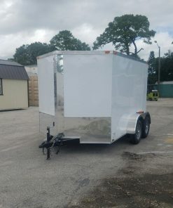 7x10 TA Trailer - White, Barn Doors, Side Door, Extra Height