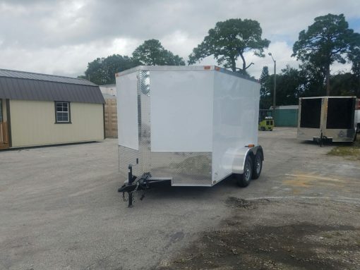 7x10 TA Trailer - White, Barn Doors, Side Door, Extra Height