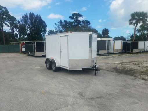 7x10 TA Trailer - White, Barn Doors, Side Door, Extra Height