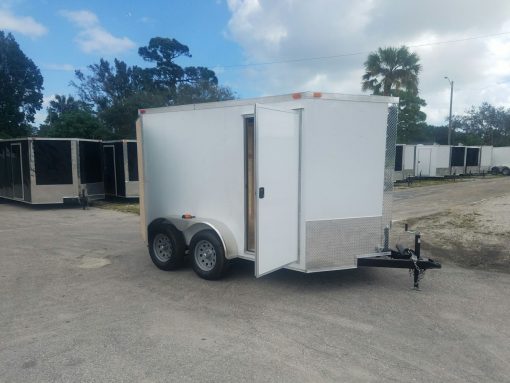 7x10 TA Trailer - White, Barn Doors, Side Door, Extra Height