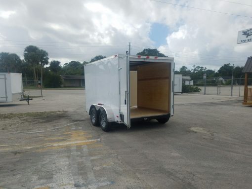 7x10 TA Trailer - White, Barn Doors, Side Door, Extra Height