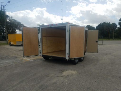 7x10 TA Trailer - White, Barn Doors, Side Door, Extra Height