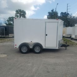 7x10 TA Trailer - White, Barn Doors, Side Door, Extra Height