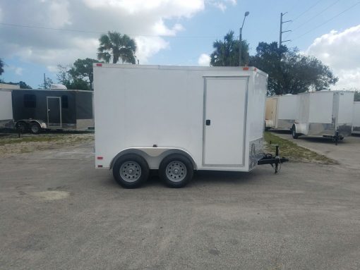 7x10 TA Trailer - White, Barn Doors, Side Door, Extra Height