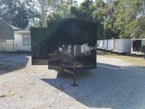 7x12 SA Trailer - Black with Blackout Package, Barn Doors, Side Door, Brakes, Extra Height