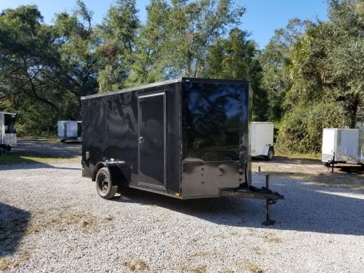 7x12 SA Trailer - Black with Blackout Package, Barn Doors, Side Door, Brakes, Extra Height