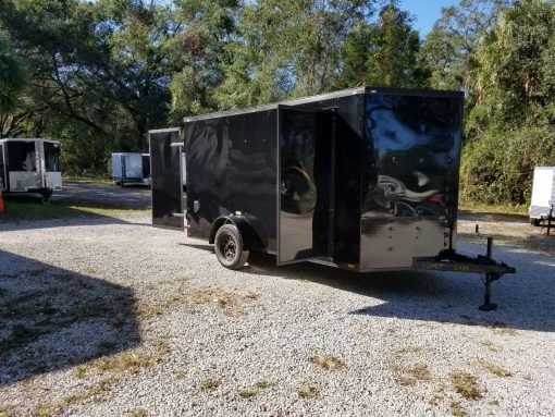 7x12 SA Trailer - Black with Blackout Package, Barn Doors, Side Door, Brakes, Extra Height