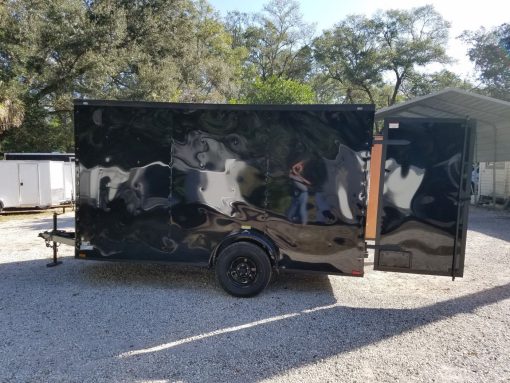 7x12 SA Trailer - Black with Blackout Package, Barn Doors, Side Door, Brakes, Extra Height