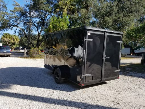 7x12 SA Trailer - Black with Blackout Package, Barn Doors, Side Door, Brakes, Extra Height