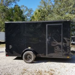 7x12 SA Trailer - Black with Blackout Package, Barn Doors, Side Door, Brakes, Extra Height