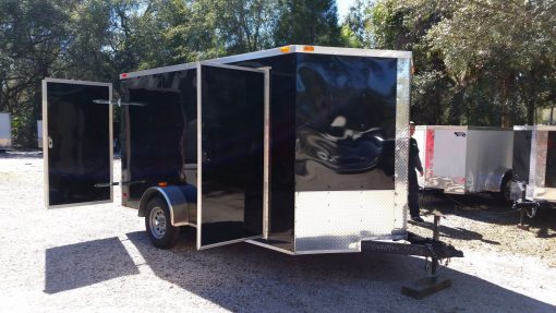 7x12 SA Trailer - Black, Barn Doors, Side Door, Brakes, Extra Height