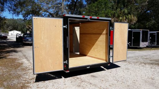 7x12 SA Trailer - Black, Barn Doors, Side Door, Brakes, Extra Height