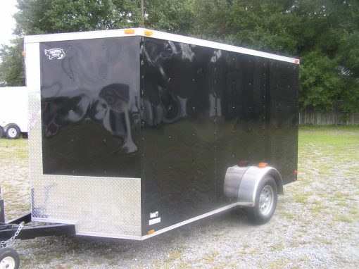 7x12 SA Trailer - Black, Ramp, Side Door, Brakes, Extra Height