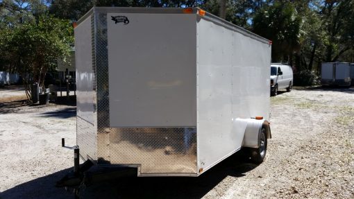 7x12 SA Trailer - White, Barn Doors, Side Door, Brakes, Extra Height