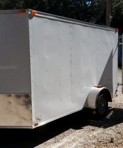 7x12 SA Trailer - White, Barn Doors, Side Door, Brakes, Extra Height