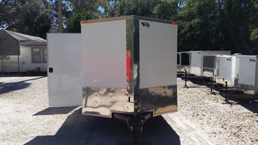 7x12 SA Trailer - White, Barn Doors, Side Door, Brakes, Extra Height