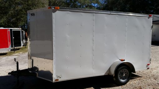 7x12 SA Trailer - White, Barn Doors, Side Door, Brakes, Extra Height