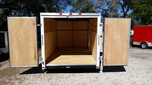 7x12 SA Trailer - White, Barn Doors, Side Door, Brakes, Extra Height