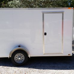 7x12 SA Trailer - White, Barn Doors, Side Door, Brakes, Extra Height