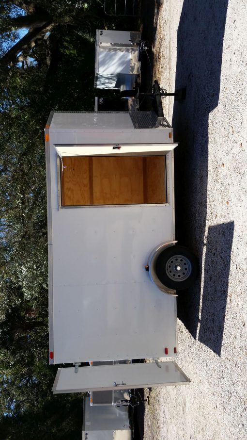 7x12 SA Trailer - White, Barn Doors, Side Door, Brakes, Extra Height