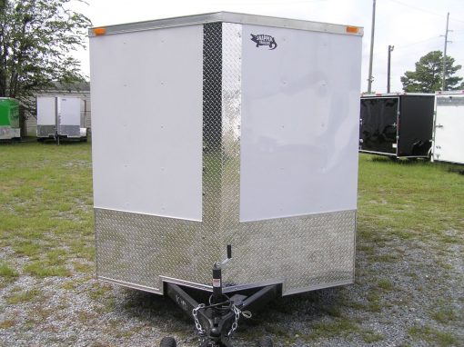 7x12 SA Trailer - White, Ramp, Side Door, Brakes, Extra Height