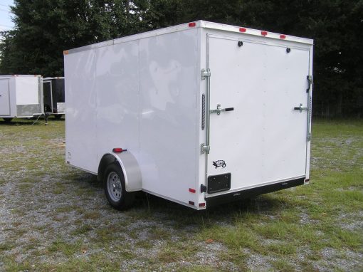 7x12 SA Trailer - White, Ramp, Side Door, Brakes, Extra Height