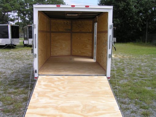 7x12 SA Trailer - White, Ramp, Side Door, Brakes, Extra Height