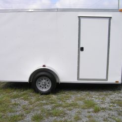 7x12 SA Trailer - White, Ramp, Side Door, Brakes, Extra Height