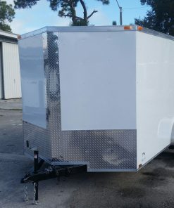 7x12 SA Trailer - White, Ramp, Side Door, Brakes, Extra Height