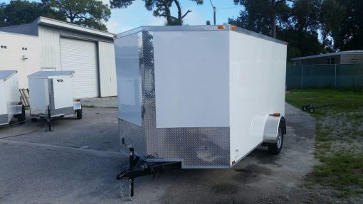 7x12 SA Trailer - White, Ramp, Side Door, Brakes, Extra Height