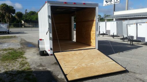 7x12 SA Trailer - White, Ramp, Side Door, Brakes, Extra Height