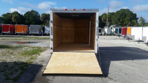 7x12 SA Trailer - White, Ramp, Side Door, Brakes, Extra Height