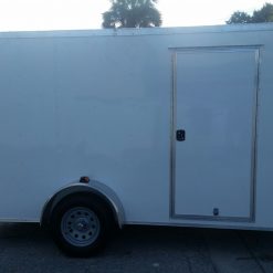 7x12 SA Trailer - White, Ramp, Side Door, Brakes, Extra Height