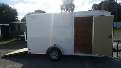 7x12 SA Trailer - White, Ramp, Side Door, Brakes, Extra Height