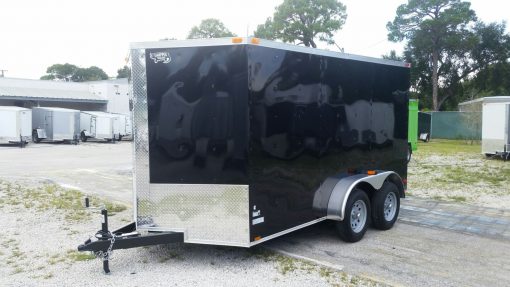 7x12 TA Trailer - Black, Ramp, Side Door, Extra Height