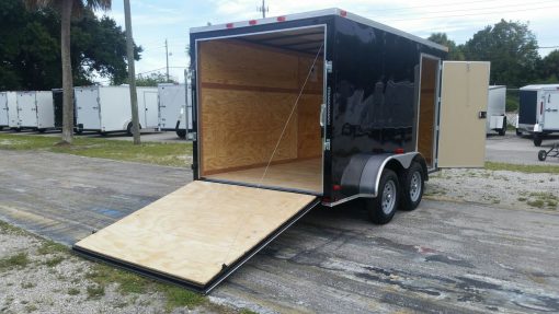 7x12 TA Trailer - Black, Ramp, Side Door, Extra Height