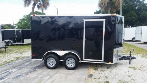 7x12 TA Trailer - Black, Ramp, Side Door, Extra Height