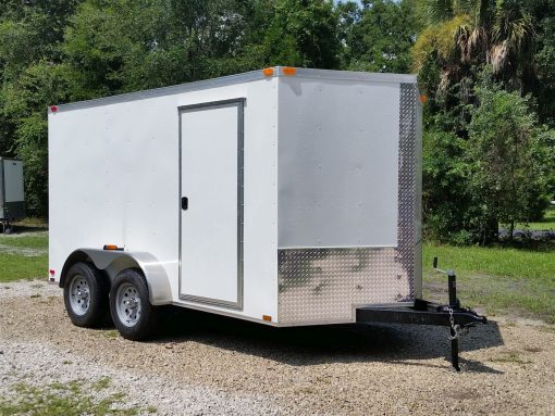 7x12 TA Trailer - White, Ramp, Side Door, Extra Height