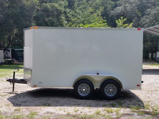 7x12 TA Trailer - White, Ramp, Side Door, Extra Height