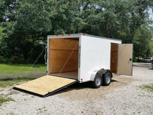 7x12 TA Trailer - White, Ramp, Side Door, Extra Height