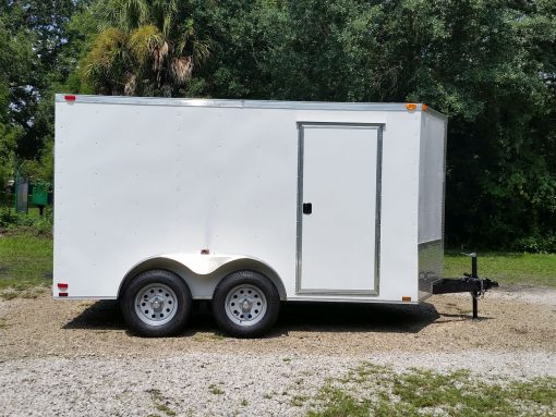 7x12 TA Trailer - White, Ramp, Side Door, Extra Height