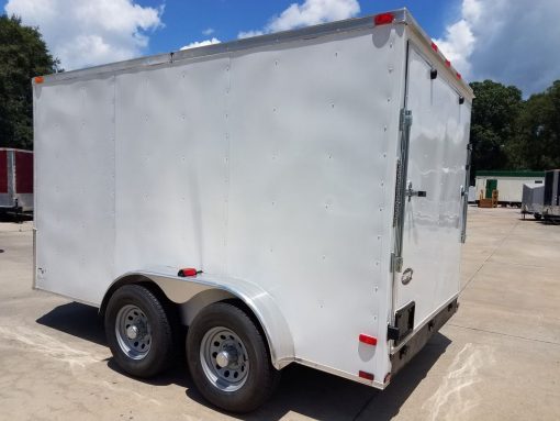 7x12 TA Trailer - White, Flat Ront, Ramp, Side Door, 5200 lbs Axles, Extra Height