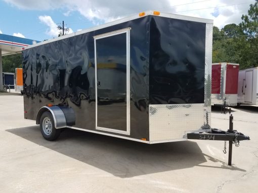 7x14 SA Trailer - Black, Ramp, Side Door, Brakes, Extra Height