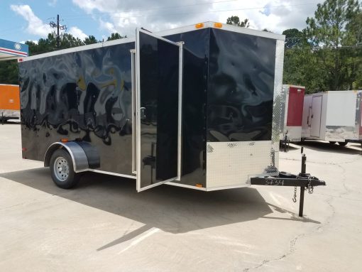 7x14 SA Trailer - Black, Ramp, Side Door, Brakes, Extra Height