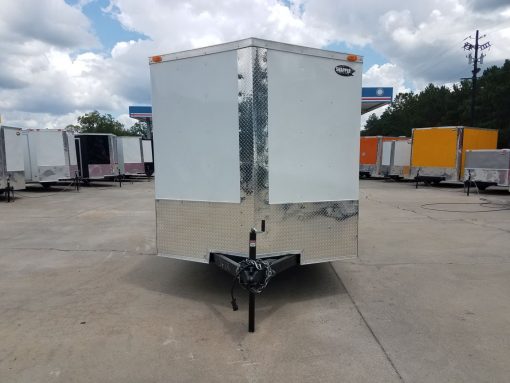 7x14 SA Trailer - White, Ramp, Side Door, Brakes, Extra Height