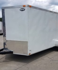 7x14 SA Trailer - White, Ramp, Side Door, Brakes, Extra Height