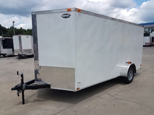 7x14 SA Trailer - White, Ramp, Side Door, Brakes, Extra Height